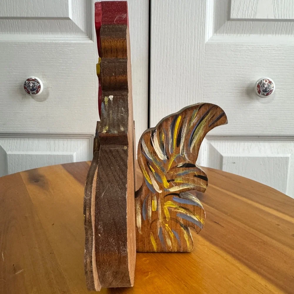 Wooden hand‎ painted rooster chicken folk art